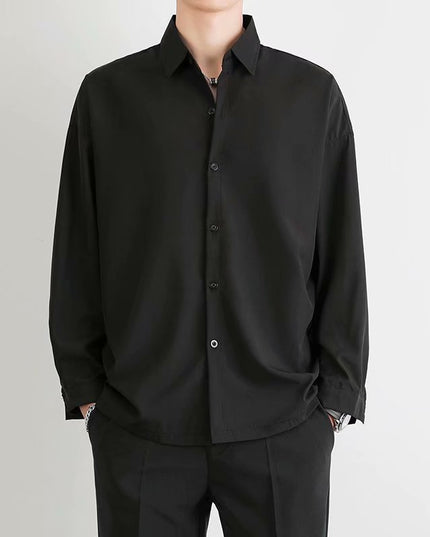 Men's Ice Silk Drape Long Sleeved Loose Casual Shirt