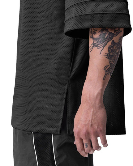 Quick-drying Solid Color Drop Shoulder Mesh V-neck Short Sleeve