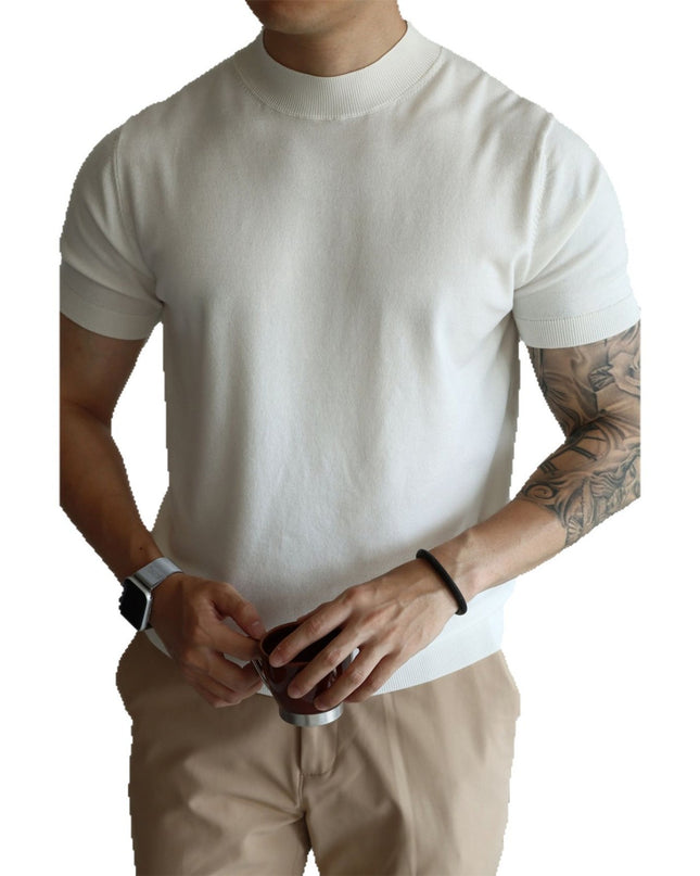 Knitwear Men's Solid Color Slim-fit Commute Breathable T-shirt
