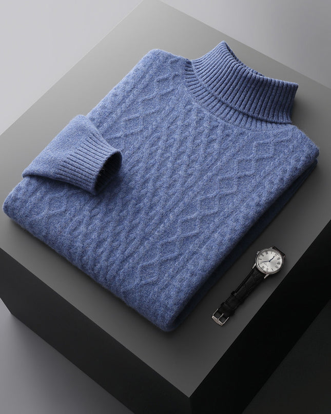 Heavy Industry Thick Cashmere Sweater Men's High Lapel Pullover
