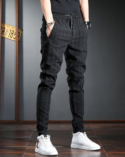 Korean Style Trendy Striped Trousers With Slim Feet