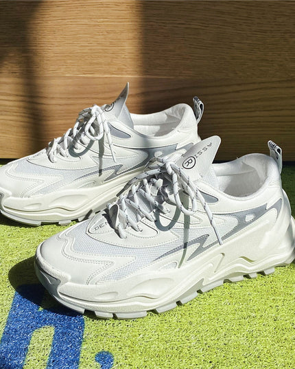 Thick-soled Daddy Shoes Sports Low-top Outdoor Solid Color Artificial Leather
