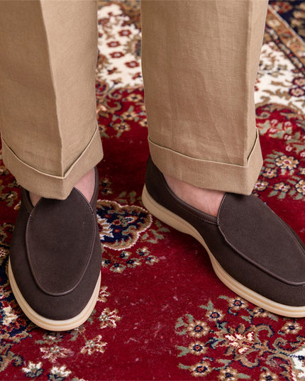 Plain Rubber Thick-soled Men's Suede Casual Leather Shoes