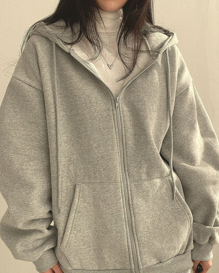Zipper Plush And Thick Hood Sweater Women's Coat