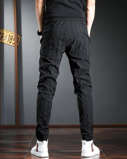 Korean Style Trendy Striped Trousers With Slim Feet