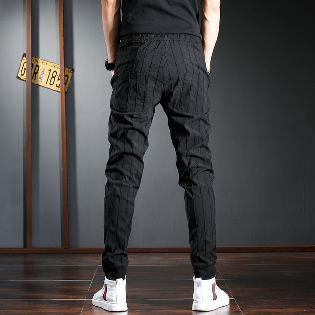 Korean Style Trendy Striped Trousers With Slim Feet