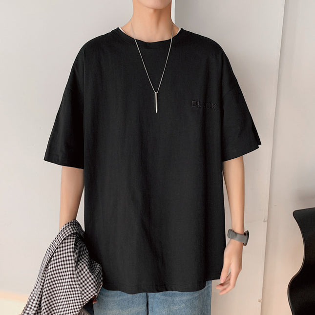 Hong Kong Style Men's Loose Couple Short-sleeved T-shirt