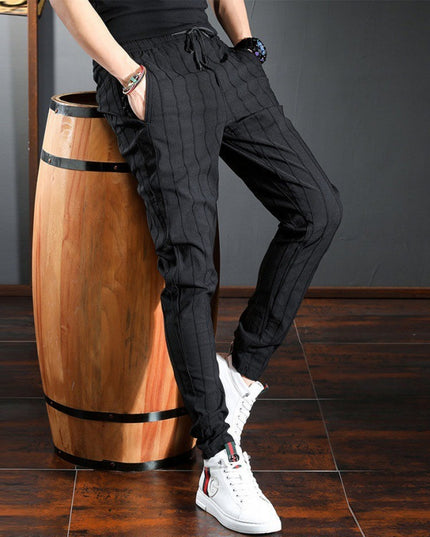 Korean Style Trendy Striped Trousers With Slim Feet