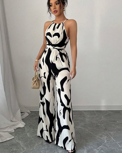 Women's Fashion Zebra Print Suspender Jumpsuit