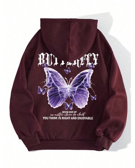 Purple Butterfly Sports Hooded Top Women's Sweater