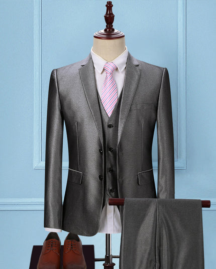 Dark Green Suit Suit Men's Three-piece Suit Korean Slim Suit Business