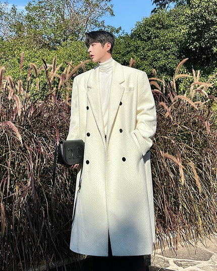 Double Breasted Temperament Woolen Coat Two Colors