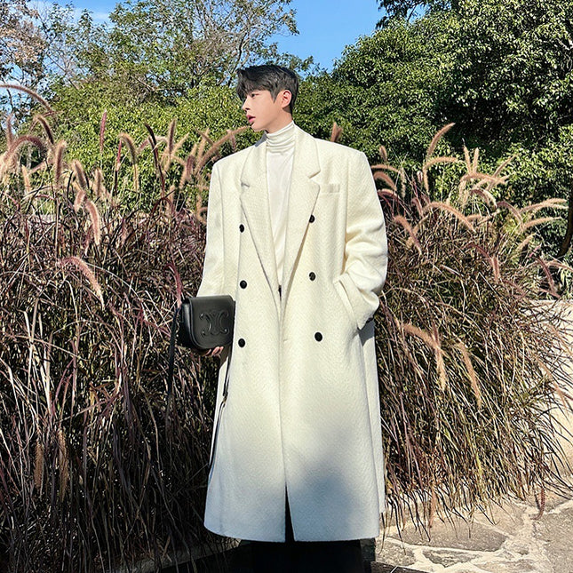 Double Breasted Temperament Woolen Coat Two Colors