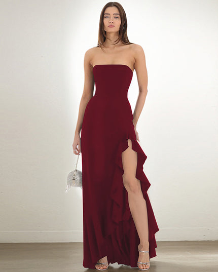 Sexy Split Maxi Dress Tube Top Temperament Women's Dress