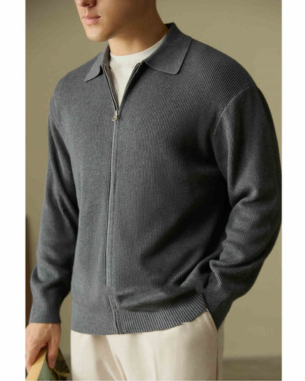 Wool Blended Men's Cardigan Zip Sweater