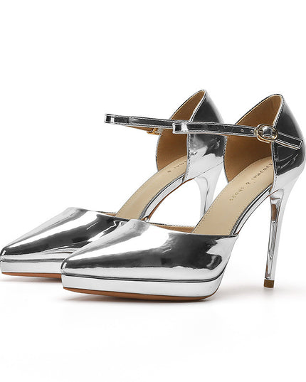 Pointed-toe Waterproof Platform Hollow 10 5cm Women's High Heels