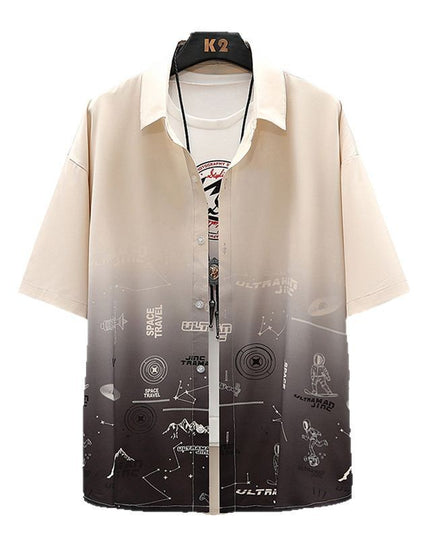 Summer Thin Ice Silk Shirt Loose Collar T-shirt Fattening Type Fat Man