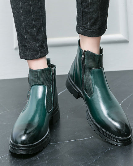 High-top British Double Buckle Slip-on Leather Boots 2023 Autumn And Winter