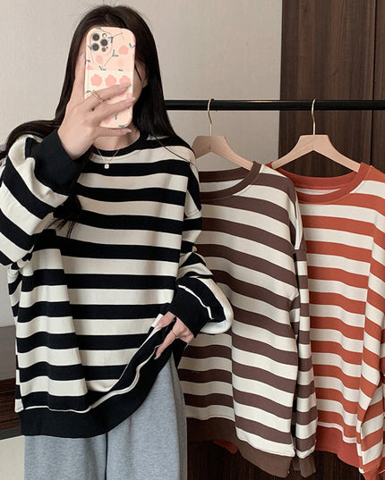 Retro Printed Crew Neck Sweatshirt Women