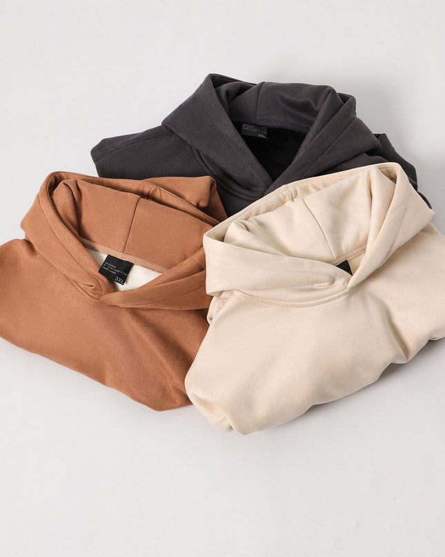 Suede No Hat Rope Hooded Sweater For Men