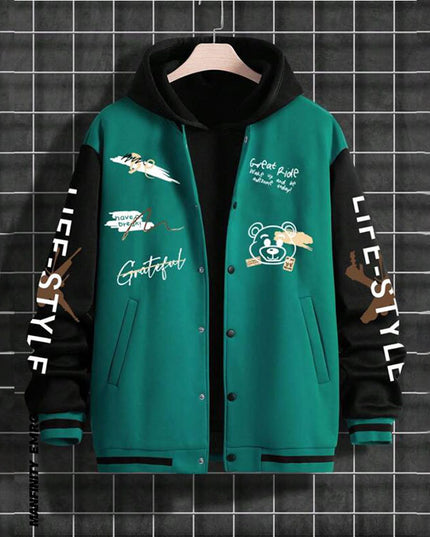 Men's Baseball Uniforms Coat American High Street Pu Baggy Casual Jacket