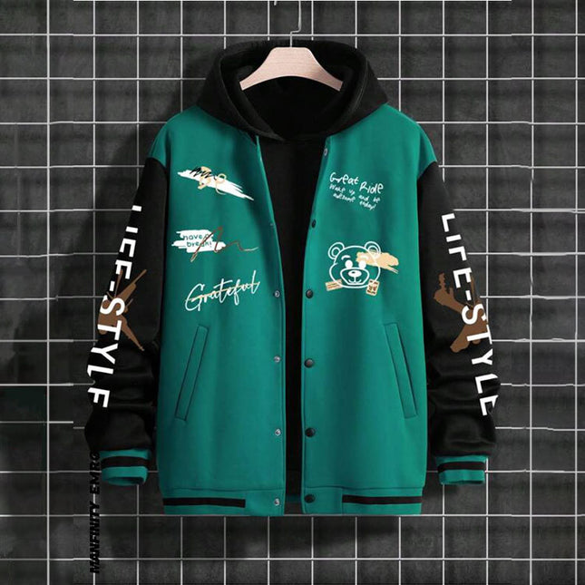 Men's Baseball Uniforms Coat American High Street Pu Baggy Casual Jacket