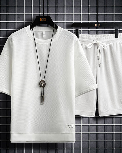 Men's Fashion Simple Short Sleeve T-Shirt Two Piece Set