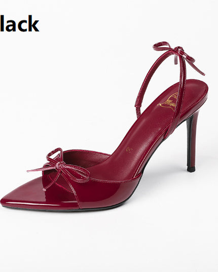 Pointed Stiletto Heel High Heels Open Toe Bow Women