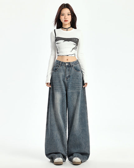 Women's American-style Retro Loose Wide-leg Pants