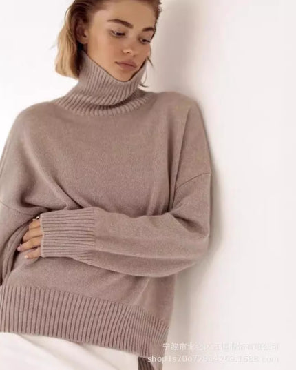 Autumn And Winter European And American Loose Basic Style Solid Color Pullover