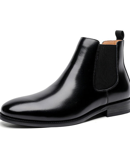 British Retro Chelsea Men's Shoes Leather Short Boots Fleece-lined