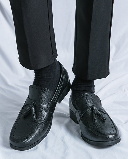 Men's Loafer Tassel Slip-on Business Casual Round Toe Leather Shoes
