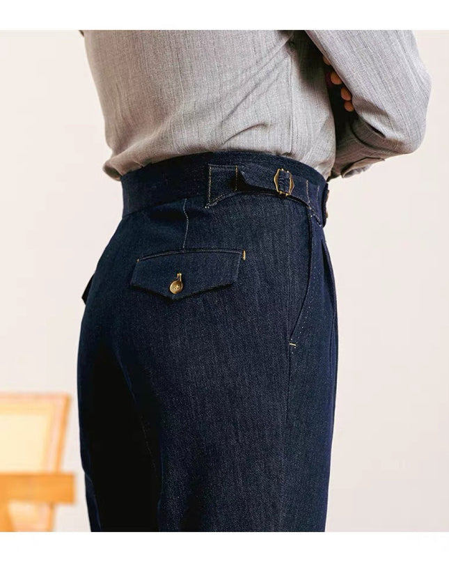 Neapolitan Cotton Double Pleated Jeans Men