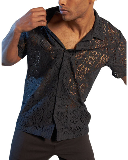Cross Border Mesh Hollow Out Shirt