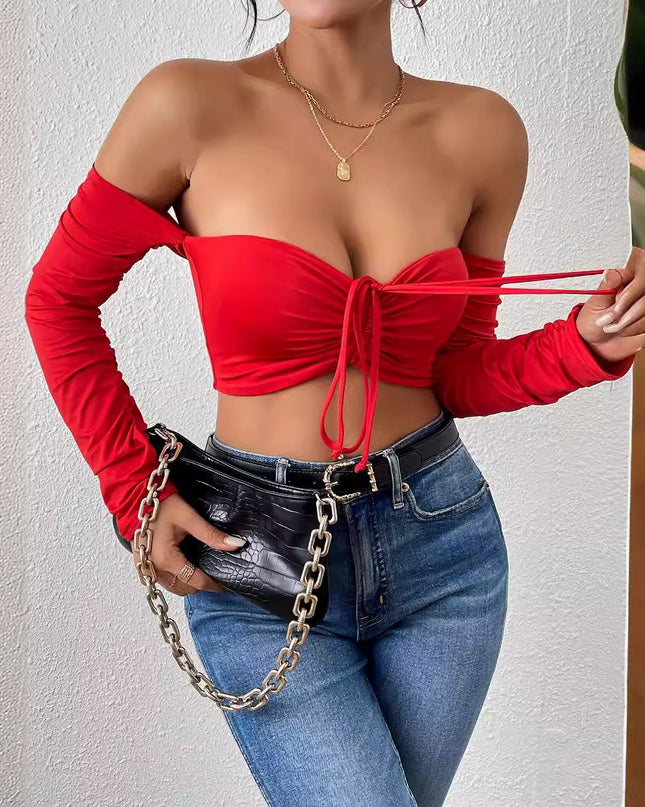 Night Club Style Slimming Waist Drawstring Long-sleeved Vest Can Be Worn Outside