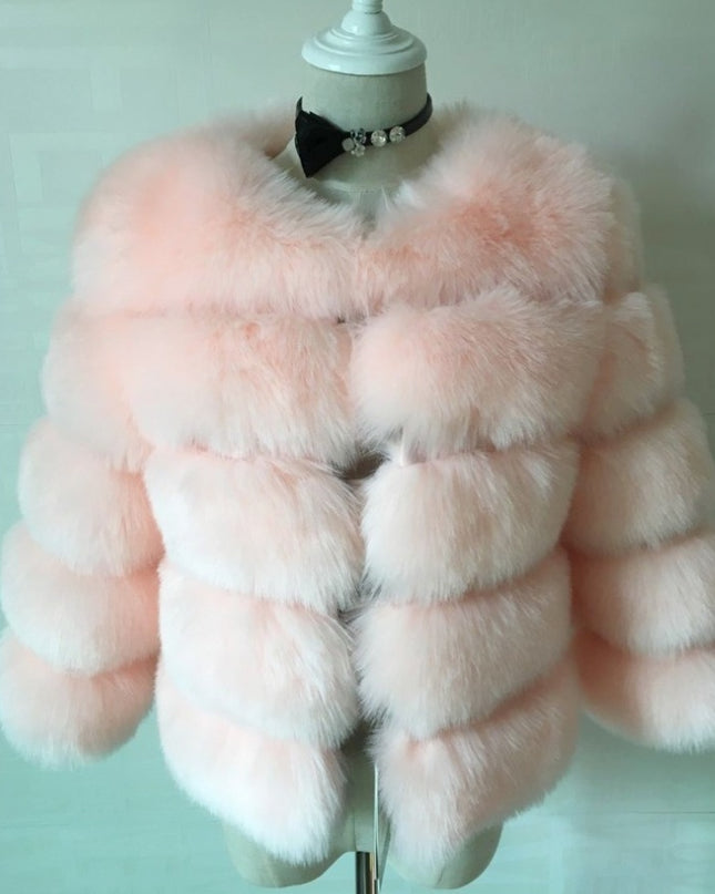 New faux furry slim mink jacket short faux fur fur coat female