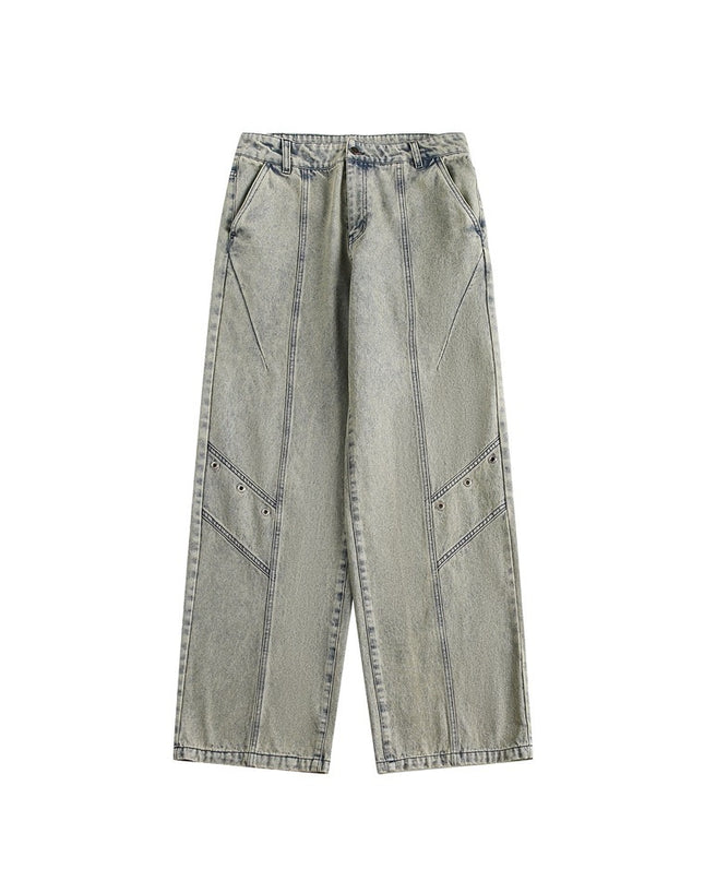 Trendy Retro Washed Jeans Men And Women Trendy Baggy Straight Trousers