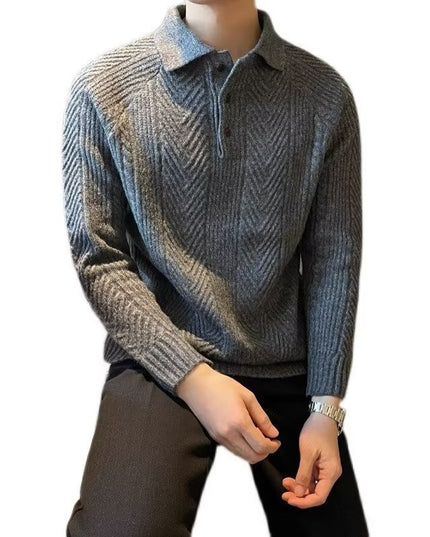 Winter Thermal Base Pullover Men's Sweater Casual Polo Collar Polo Shirt