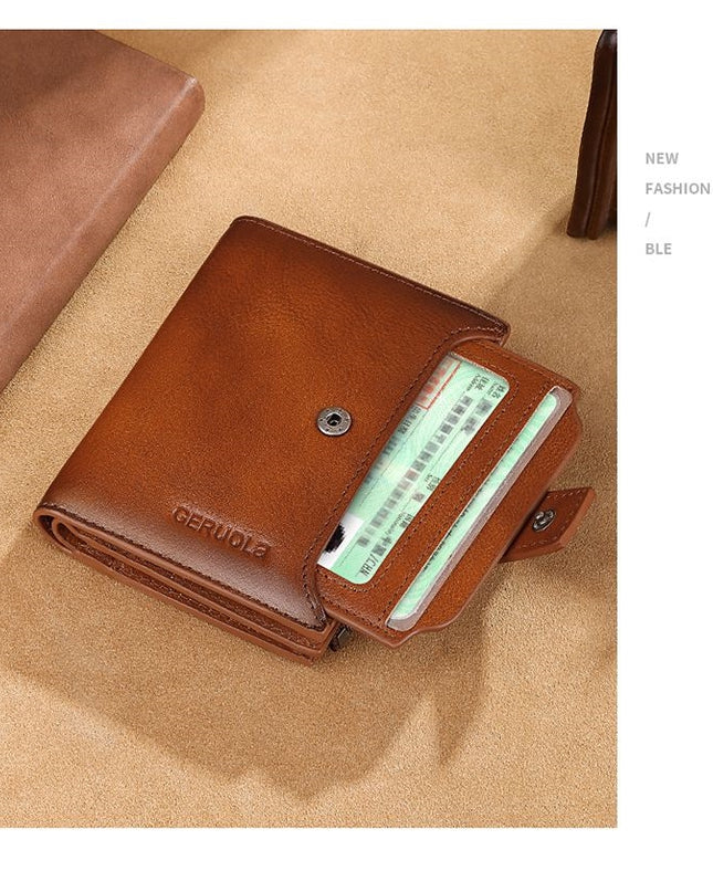 Men's Short Large Capacity Multiple Card Slots Multifunctional Zipper Small Wallet