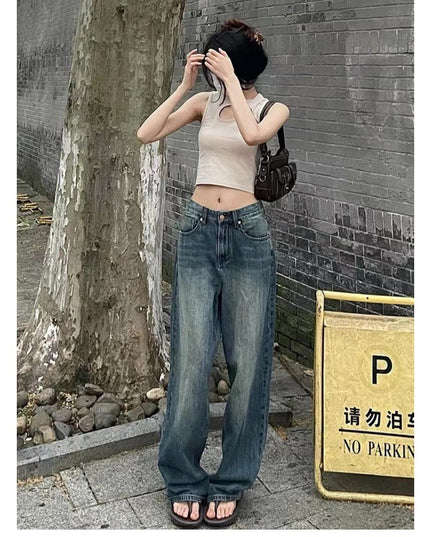 Loose High Waist Slimming Straight Mopping Pants