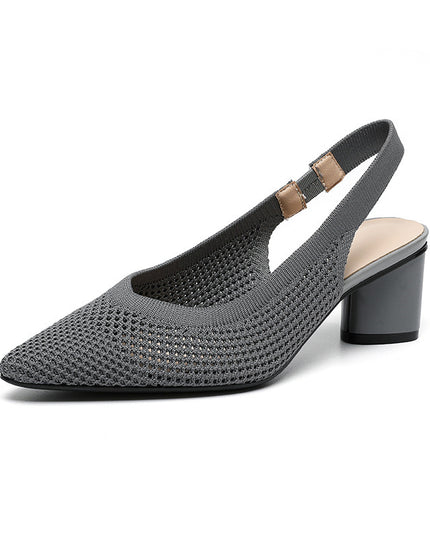 Hollow-out Knitted Closed Toe Back Empty Strap Sandals Pointed Toe