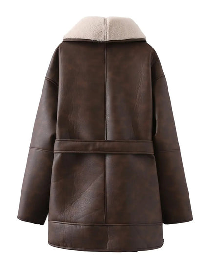 American Personality Fashion Double Breasted Mid-length Loose Women's Wear