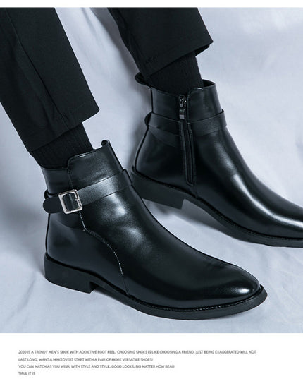Plus Size Chelsea Boots Men's Fashion High-top Leather Shoes