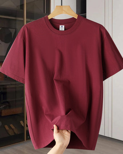 Drop Shoulder Loose Round Neck Pure Color All-matching