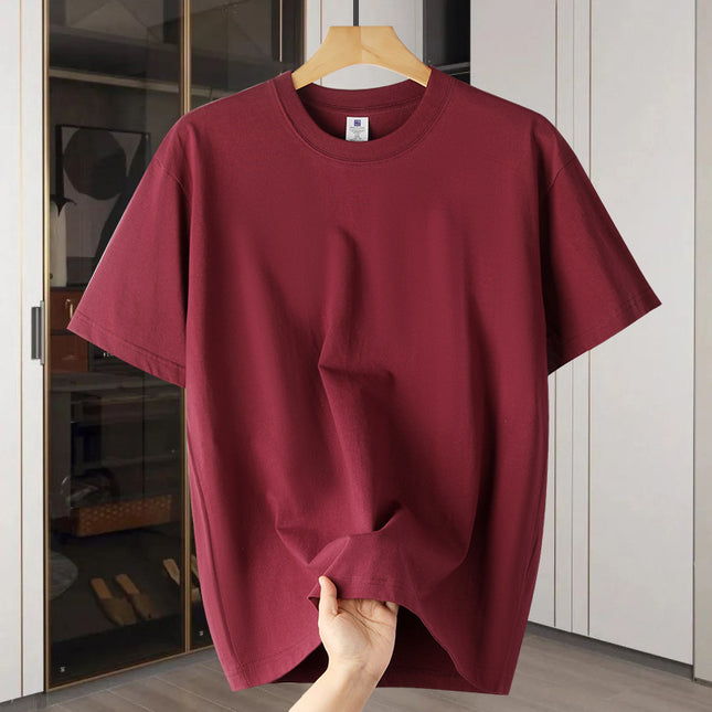 Drop Shoulder Loose Round Neck Pure Color All-matching