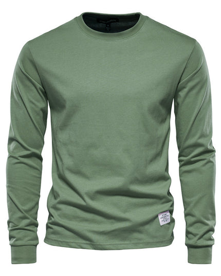 Men's Solid Color Round Neck Long-sleeved Top T-shirt