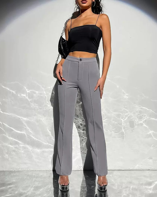 Hip Raise Slimming All-matching Elastic Waistband Small Straight Pants