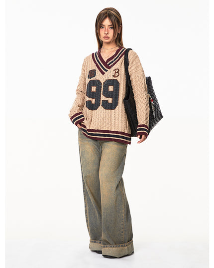 Jacquard Autumn And Winter Loose Idle Style Knitted Top