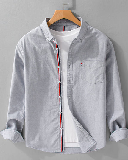 Men's British-style Oxford Long-sleeved Shirt