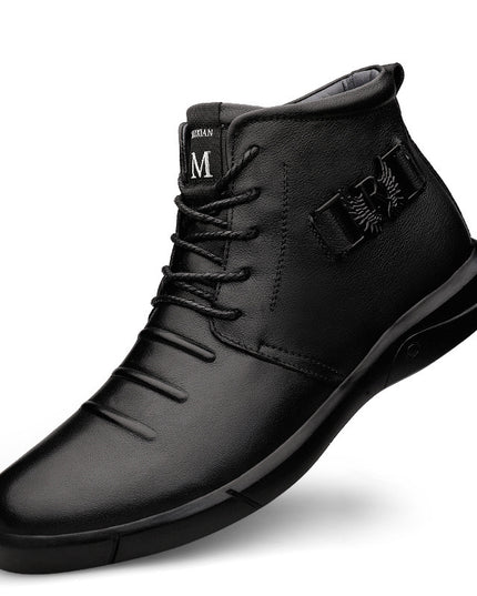 Men's Stitched Flat Heel Front Lace-Up Martin Boots